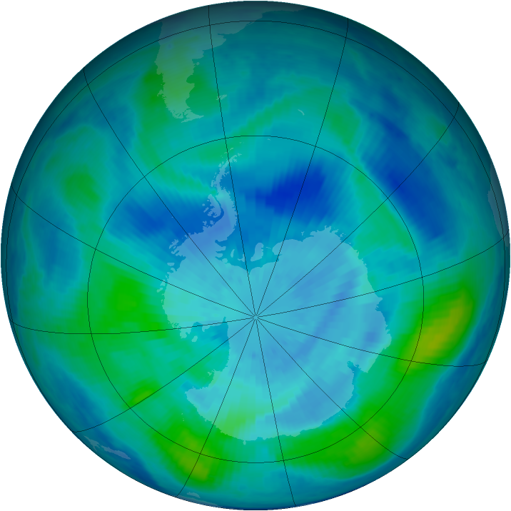 Antarctic ozone map for 20 March 2000